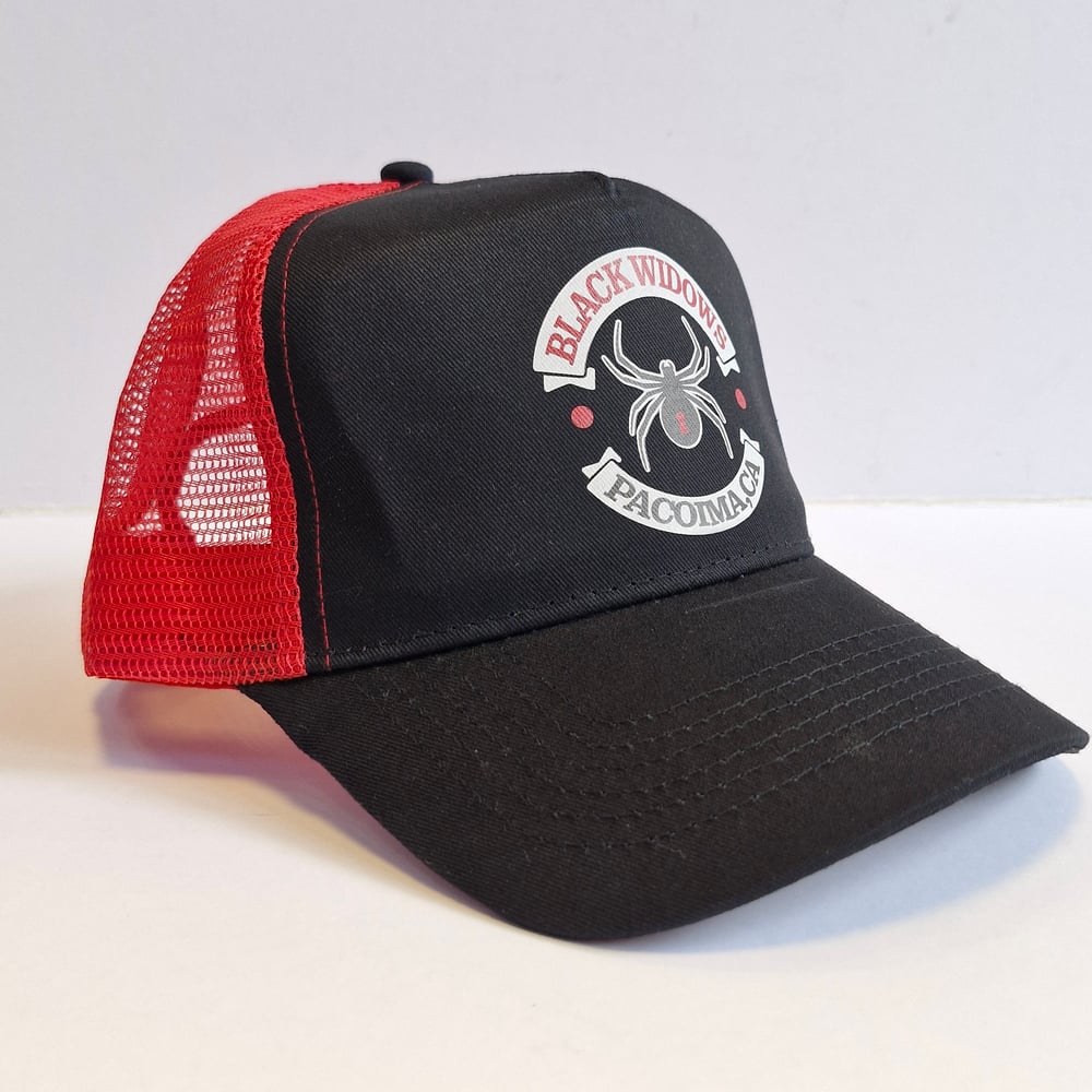 Image of Black Widows Any Which Way But Loose Inspired Trucker Cap Hat