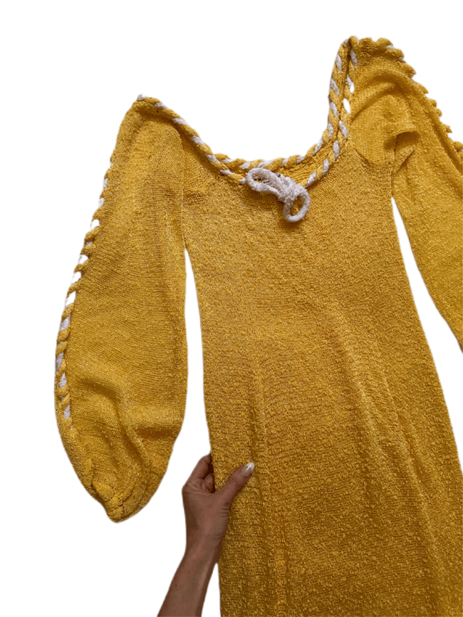 late 1960s tangerine dream fine slinky crochet knit dress