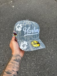Image 1 of DISTRESSED DENIM HARLEM CUSTOM FITTED CAP