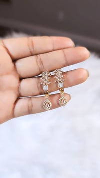 Image 3 of Julie Gold-Stunning American Diamond Necklace Set with Earrings 
