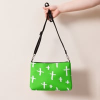 Image 2 of green white cross Crossbody bag