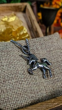 Image 3 of 👑The Armored Kingdom Silverhorn Unicorn Necklace 