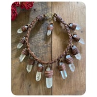 Image 3 of The Empress Necklace XL - Clear Quartz and Kodiak Brown Leather