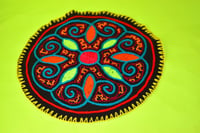 Shipibo-konibo handmade embroidered small circular mat