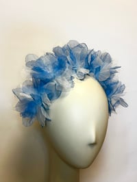 Image 1 of Sky blue organza flower headband 