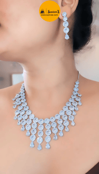 Image 1 of Nyra White-Stunning AD Necklace Set with Earrings