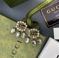 Image 1 of Double G Earrings With Dangling Crystals