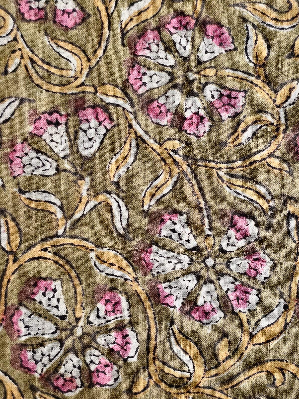 Image of Namaste fabric fleur et kaki