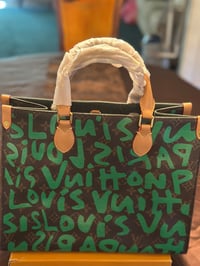 Image 2 of LV Green & Brown Graffiti Tote 