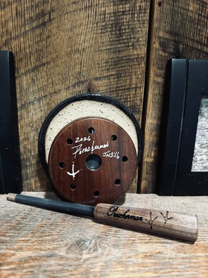 Image of Walnut pot slate/glass with preacherman engraved two piece Dymondwood striker