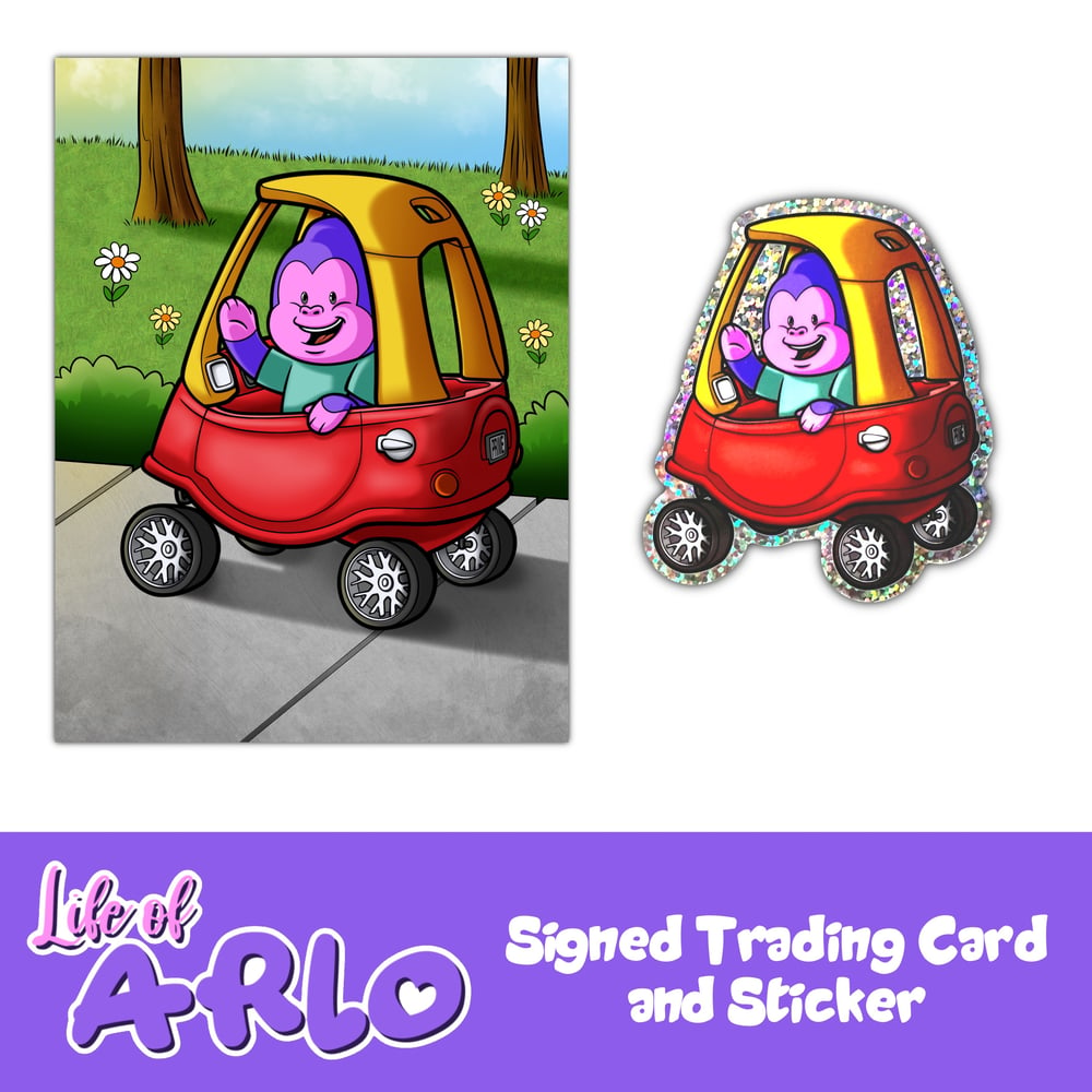 Image of Life of Arlo signed trading card and matching sticker