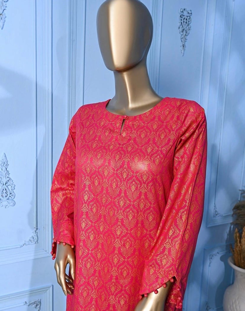 Bin Saeed blush pink gold print 