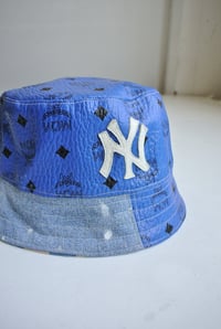 Image 2 of Reworked NY Reversible Bucket Hat MCM Blue Small 22"