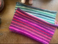 Upcycled Zipper Pouch, Sock Knitting Project Bag, Notions Bag, Makeup Bag