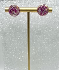 Image 2 of SPRAKLY PURPLE FLORAL STUDS