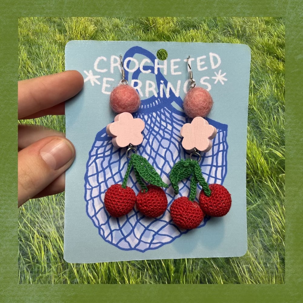 Image of CHERRIES crocheted earrings