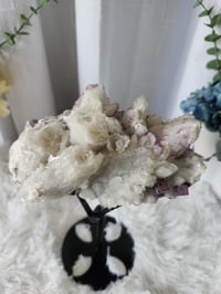 Image 8 of 2lb Candle Quartz Calcite Purple Fluorite Crystal Specimen with Stand