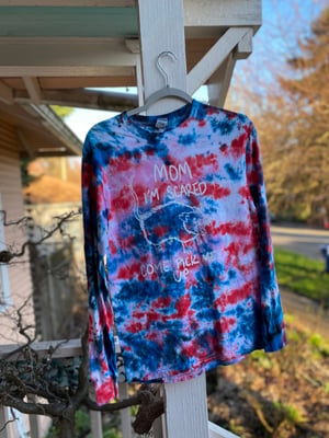 Image of Mom I’m Scared Come Pick Me Up Possum, Long Sleeve Tie Dye Shirt Size Small