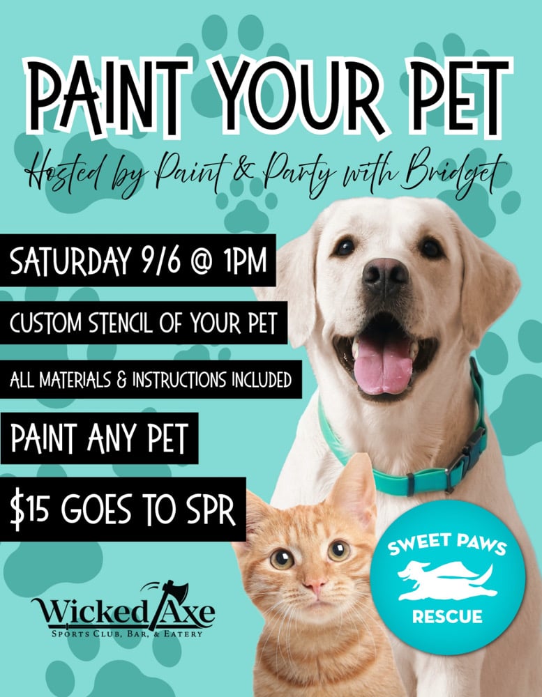 Image of Fundraiser for Sweet Paws Rescue - Paint Your Pet Workshop 9/6 Wicked Axe Haverhill, MA 18+