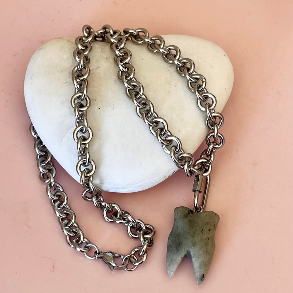 Image of Chunky Labradorite Tooth Necklace