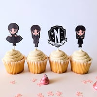 Image 1 of Wednesday Cupcake Toppers Sets de 12 y 24
