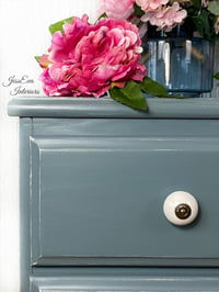 Image 2 of Pine Blue CHEST OF DRAWERS in French Shabby Chic style.