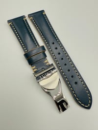Image 1 of Tudor 22mm Navy Blue Leather Watch Band Strap For Tudor Bay Gmt Watches