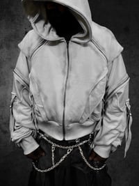 Image 3 of White Radial-Flux Cargo Hoodie