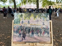Image 4 of Buckingham Palace in the crowds, original oil painting