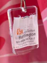 Image 1 of vintage linen hangtag label Vera Neumann Burlington sheet made in USA courtneycourtney keychain 