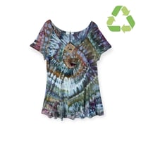 Image 1 of ♻️ UPCYCLED L/XL Flowy Soft Top in Cool Earthy Spiral Ice Dye