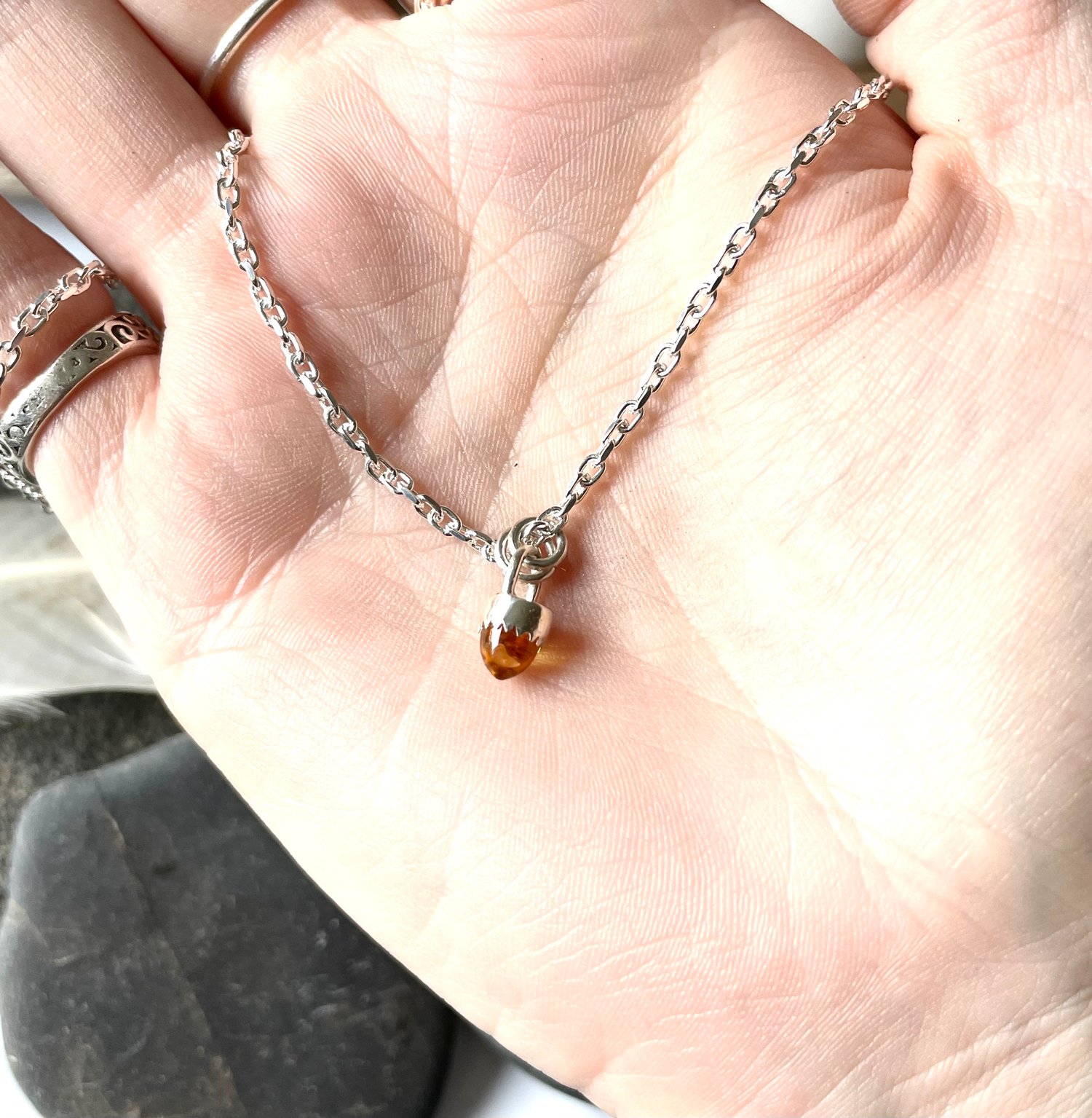 Image of Handmade Sterling Silver Citrine Bullet Point Pendant