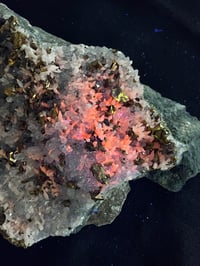 Image 9 of UV Calcite With Chalcopyrite Flakes Specimen #1914 