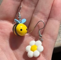 Image 2 of Bee and flower earrings