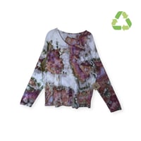 Image 1 of ♻️ UPCYCLED XXL Ladies Long Sleeve Top in Moody Watercolor Ice Dye