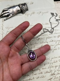 Image 6 of Superbe pendentif en argent massif, améthyste et perle, avec chaîne, époque Art Déco, 1910-30