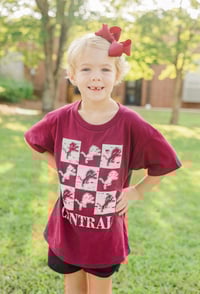 Image 2 of Youth Maroon Leaping Lion checkered T-shirt 