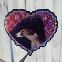 borzoi heart glitter sticker