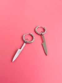 Image 3 of KNIFE MINI HOOP EARRINGS 