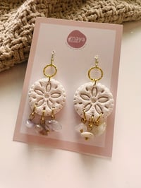 Sand Dollar Earrings, Beach Clay Dangles