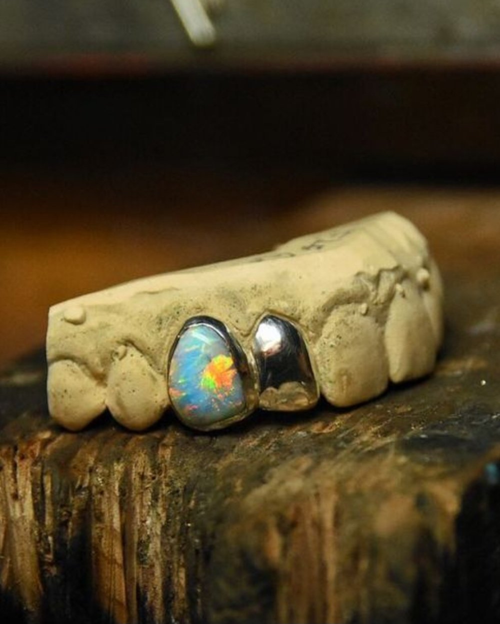 Sterling Silver And Opal Grills.