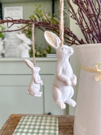Image 2 of SALE! Hanging Ceramic Rabbits ( Set of 2 )