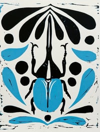 Bug Lino Print- horn beetle