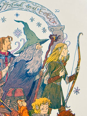 Lord of the Rings, Fellowship of the Ring - Large Riso Print