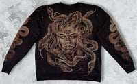 Image 1 of “MEDUSA” BLEACH PAINTED FLEECE PULLOVER SWEATER LARGE