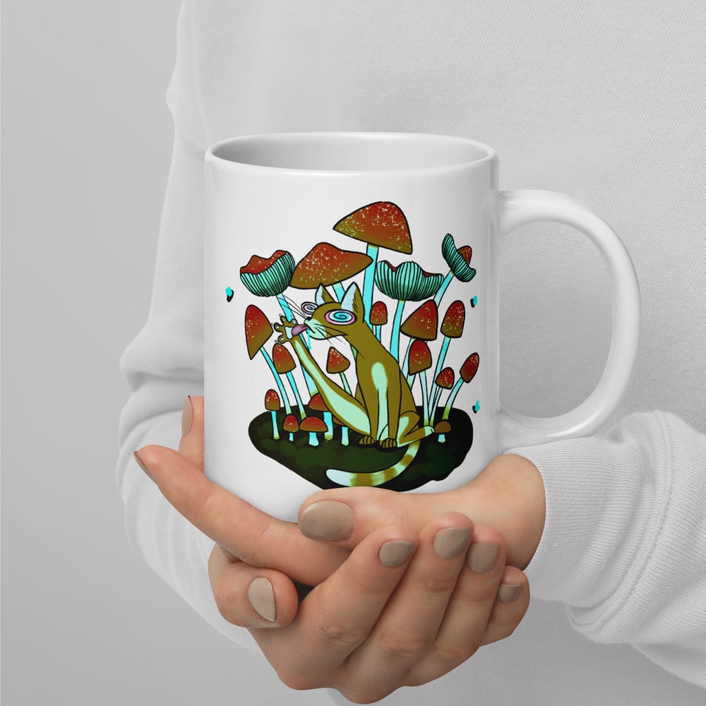 Image of Feline Trippy - White glossy mug
