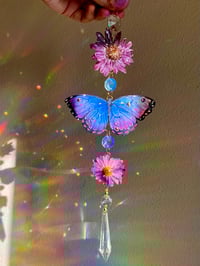 Image 1 of 💜🦋Double Daisy Butterfly Suncatcher🦋💜