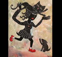 Image 1 of “Cat Hat” original painting on Canvas