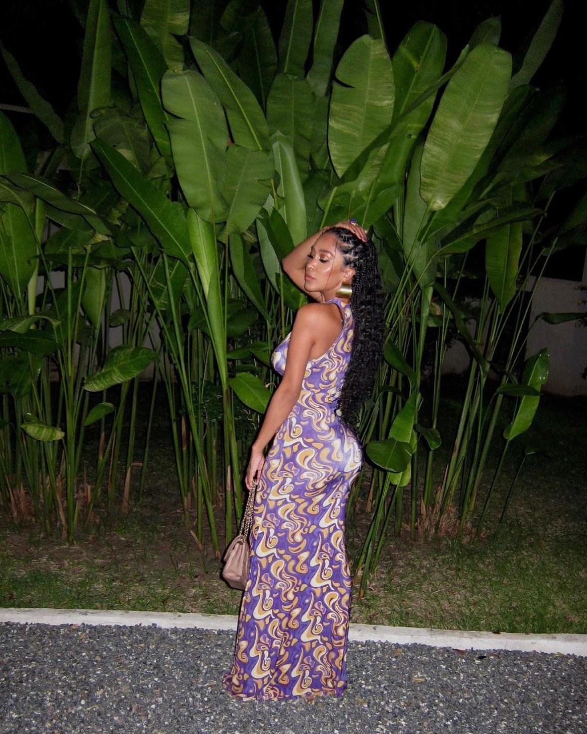 Image of ABSTRACT SLINKY CUT OUT MAXI DRESS (SIZE 6) 