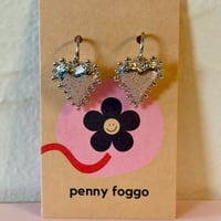 Image 4 of Dotty Heart Half Hoops - Stainless